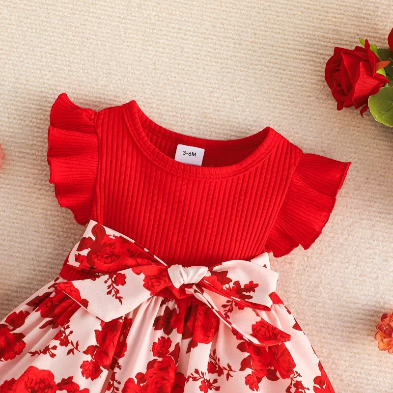 Dress For Kids 3-24 Months Style Fashion Butterfly sleeve Cute Floral Summer Princess Formal Dresses Ootd For Newborn Baby Girl