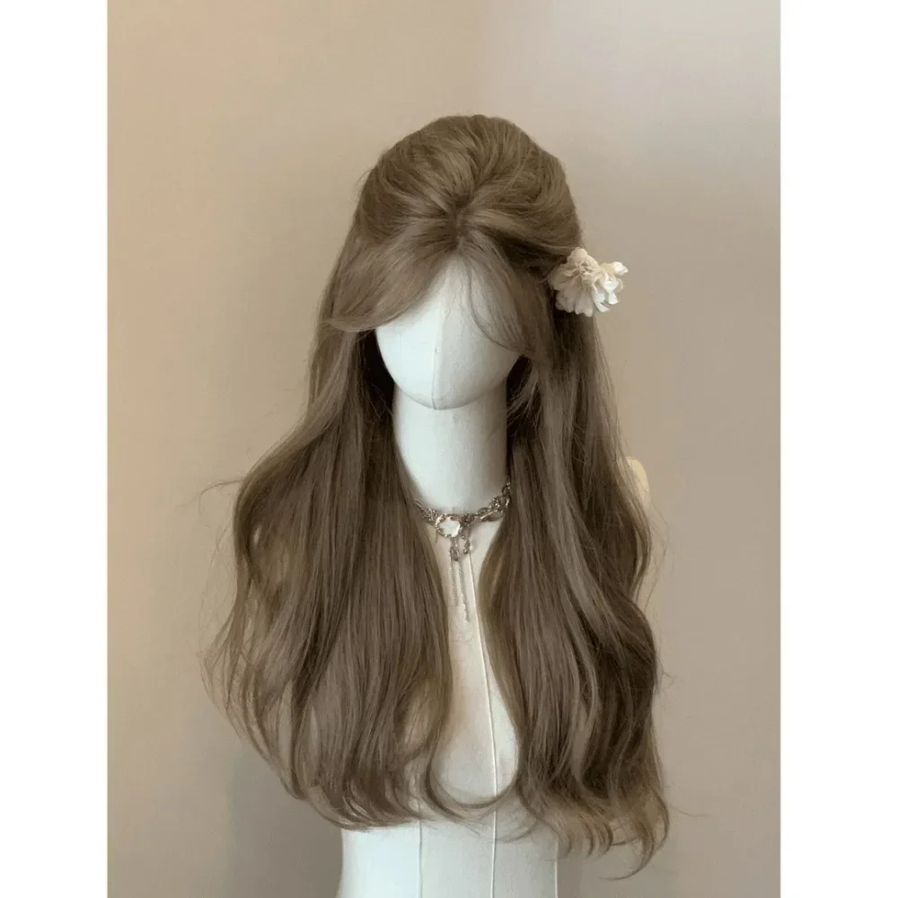 Ashely Wigs for Women Brown Long Curly Hair Big Wave Wig Natural Curls Headband Lolita Wig Heat Resistant Cosplay Synthetic 가발