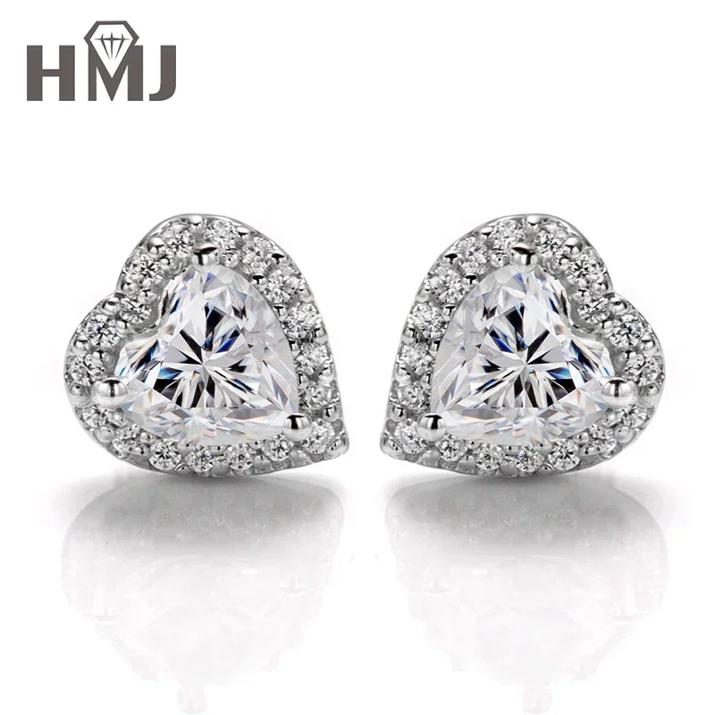 

Heart Moissanite Stud Earrings GRA 0.5ct-1ct D Color Certified Lab Diamond 925 Sterling Silver Gold Plated Wedding Jewelry