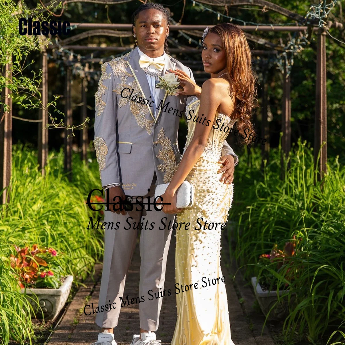 Customized Diamond Sequins Men Suit 2 Pieces Sets Male Party Blazers Dignified Groom Wedding Tuxedos Slim Gem trajes para hombre