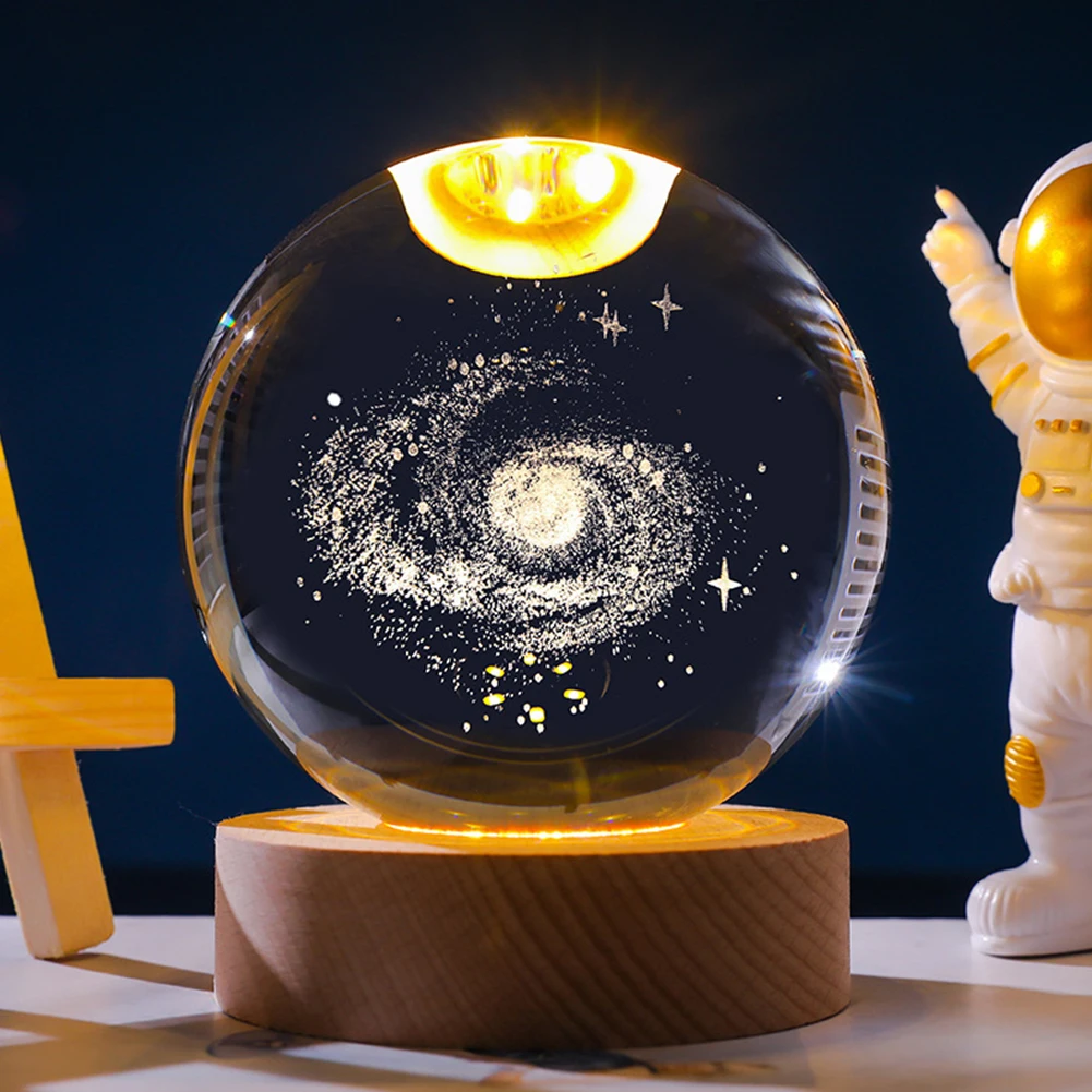 3D Galaxy Crystal Ball Creative Planet Galaxy Glass Globe Moon Lamp Bedroom Decor Bedside Night Lights Kids Gift Moon Lamp