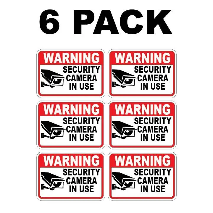 6x 3"x4.23" Autocollant de sécurité pour la vidéosurveillance, autocollant pour voiture anti-cambriolage