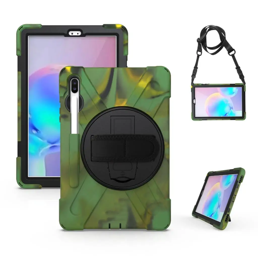 

Rotating Case for Samsung Galaxy Tab S9 X810 S6 T860 T865 S7 T870 S8 X700 S4 3-Layer Protect Stand Cover Hand/Shoulder Strap