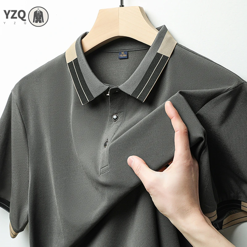 

Мужская деловая повседневная рубашка-поло с коротким рукавом, новинка 2025 года, модный дышащий удобный универсальный топ с принтом