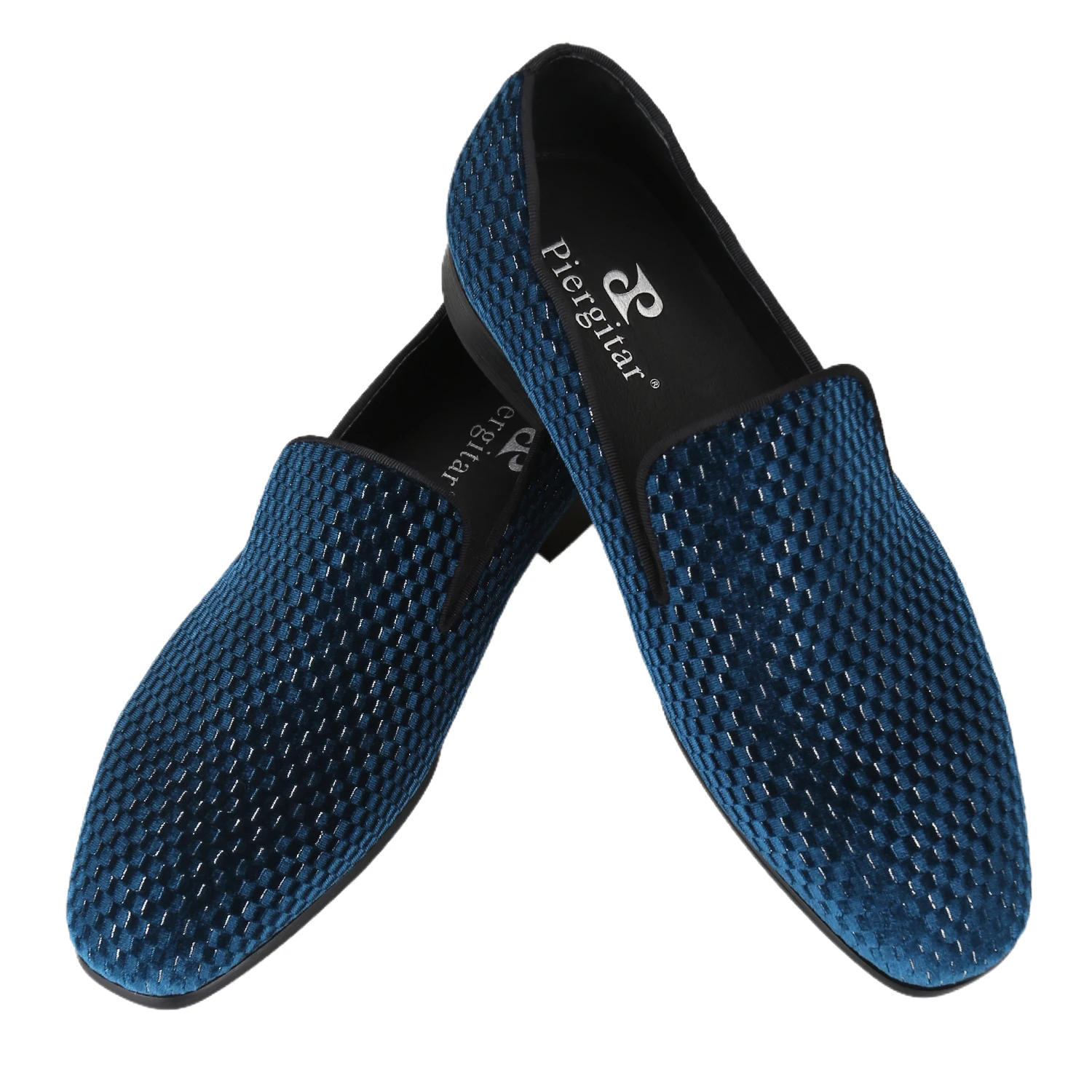 Piergitar Three Colors Sumptuous Velvet Ball Embossed Belgian Loafers CL Same Model Red Outsole Men's Slippers Slip-On Flats