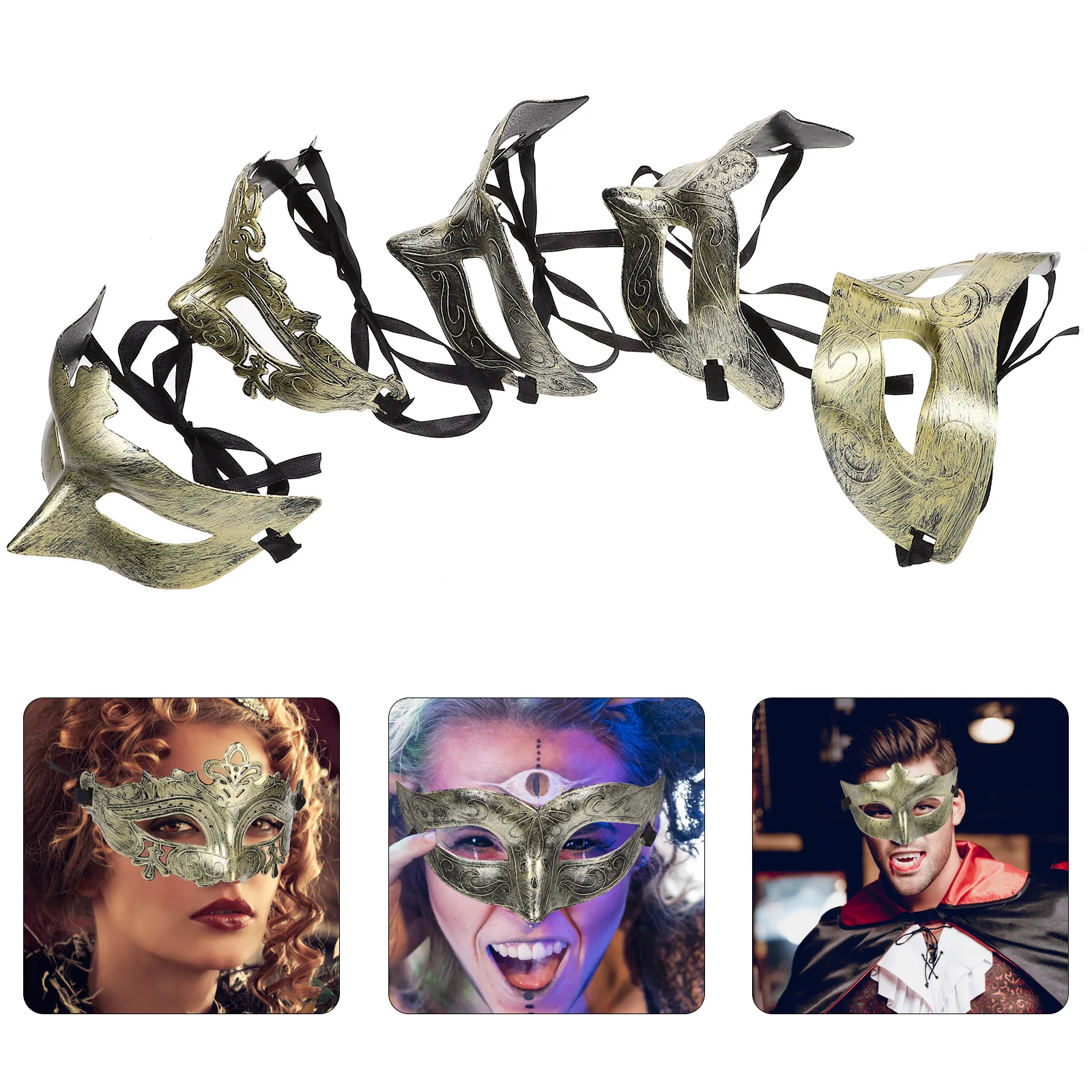 

25pcs Retro Half Face Masks Plastic Halloween Costume Party Mask Decoration Cosplay Props Elegant Design Photography Prop Dress