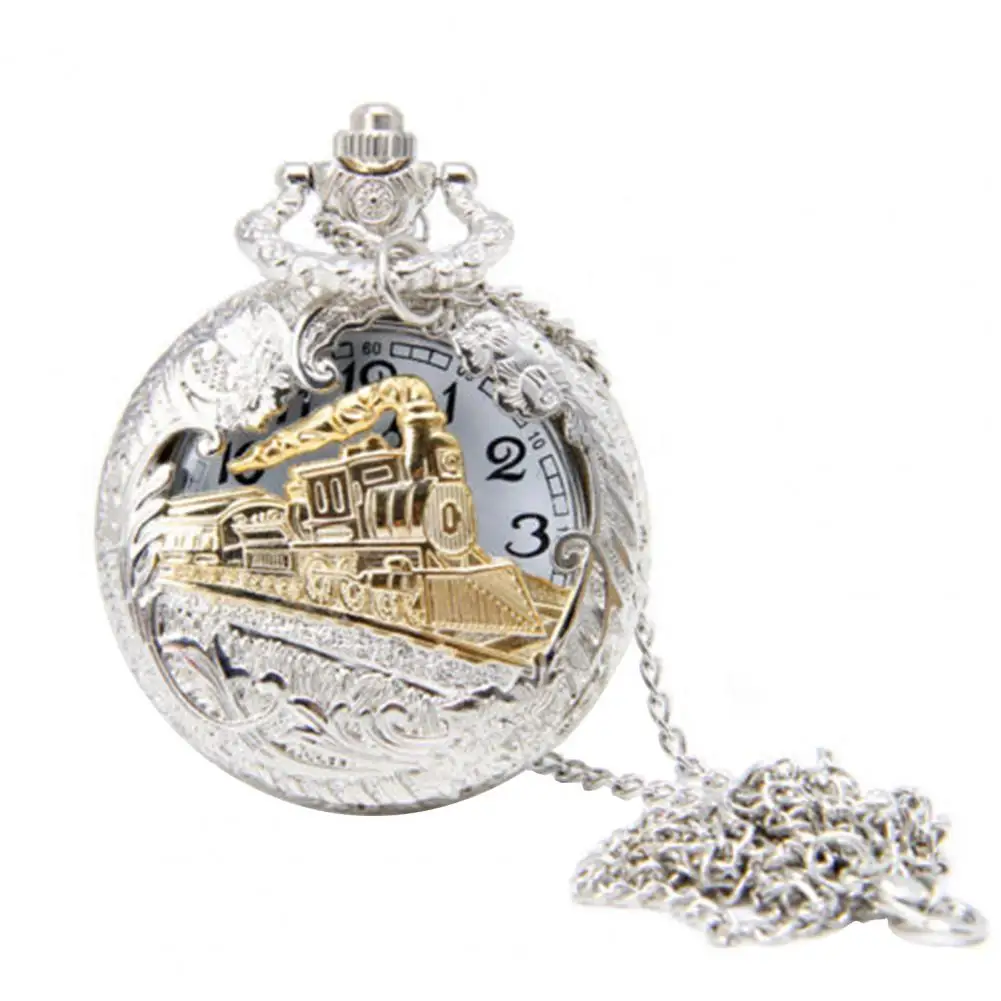 Top Luxury Gold Luminous Quartz Pocket Watch Train Locomotive Engine Steampunk Quartz FOB Light Watch Gifts for Men Women