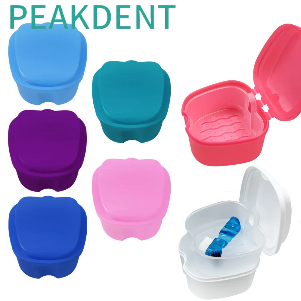 

1Pcs Denture Bath Box Cleaning Teeth Case Portable False Teeth Storage Case with Hanging Net Fake Teeth Soaking Container