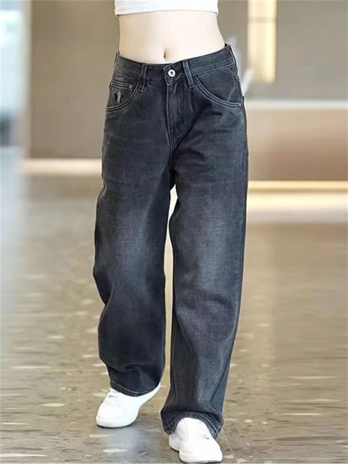 

Мужские джинсы с широкими штанинами и флисовой подкладкой в стиле ретро, прямого кроя, свободные повседневные брюки, винтажные, для делового стиля, модные, для джентльменов