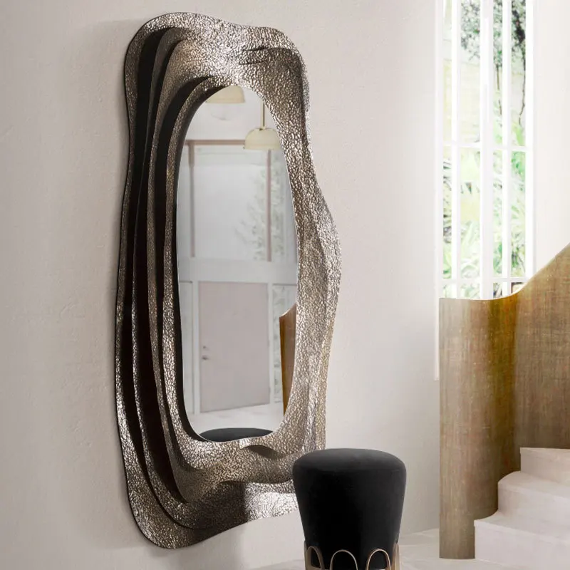 art living room wall decorative mirror luxury house designer retro home irregular wall hanging entrance decorative mirror