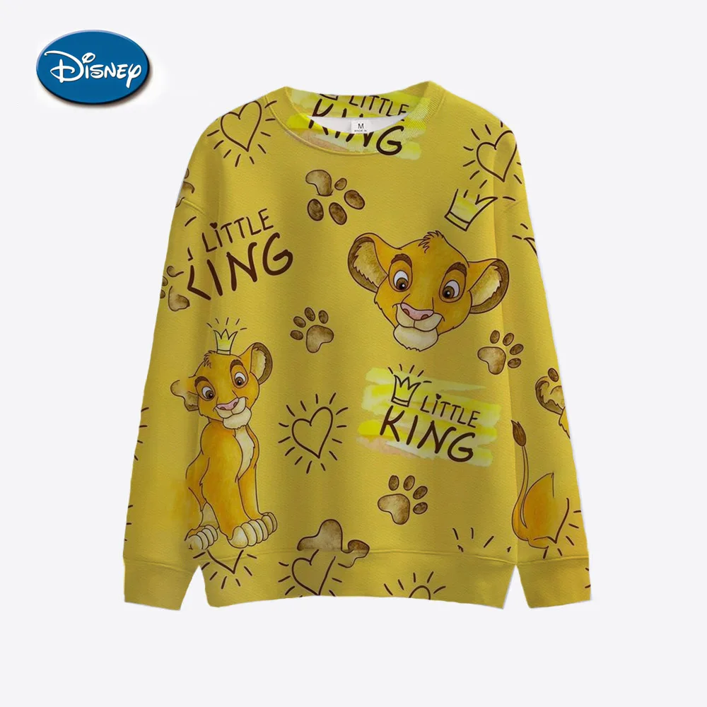 Disney Lion King Cartoon Printed Women\'s Sports Shirt Long Sleeve Round Neck Pattern Hoodie Couple Valentine\'s Day Gift Women\'s