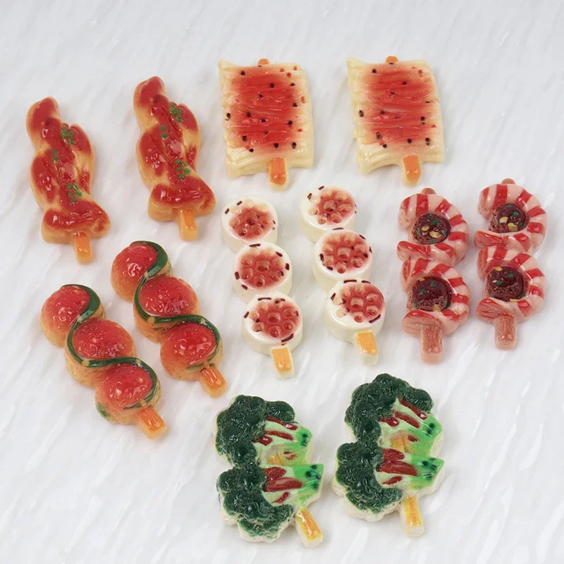 10/100PCS BBQ Flat Back Resin Figurines DIY Scrapbook Bow Hair Clip Materials Resin Accessories Home Crafts Dollhouse Scrapbook