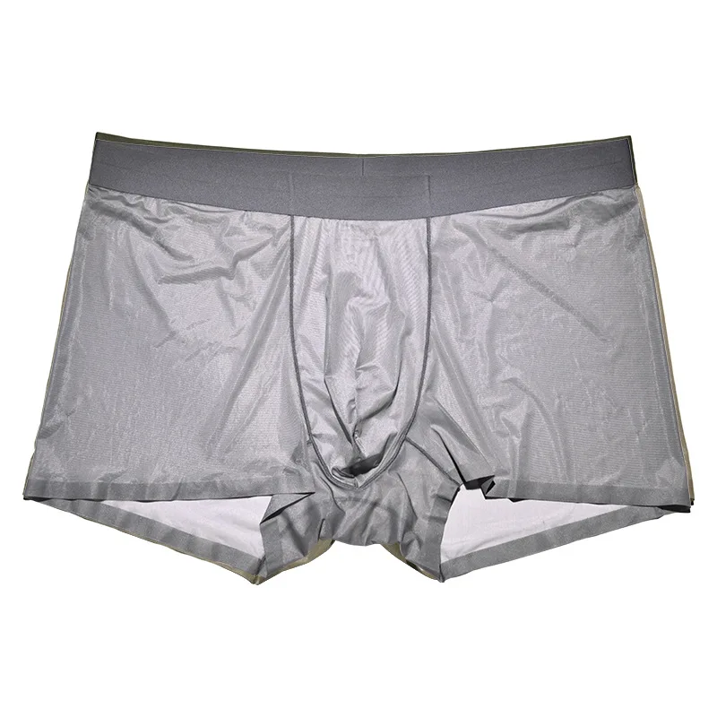 See Through Satin Mens Sexy Underwear Short Panties Male Plus Size Briefs Lingeries Bottoms