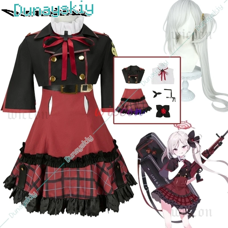 Asagi Mutsuki Cosplay Costume Game Blue Archive Sweet Lovely Uniform Skirt Full Set with Wig Women Anime Role Play Clothing