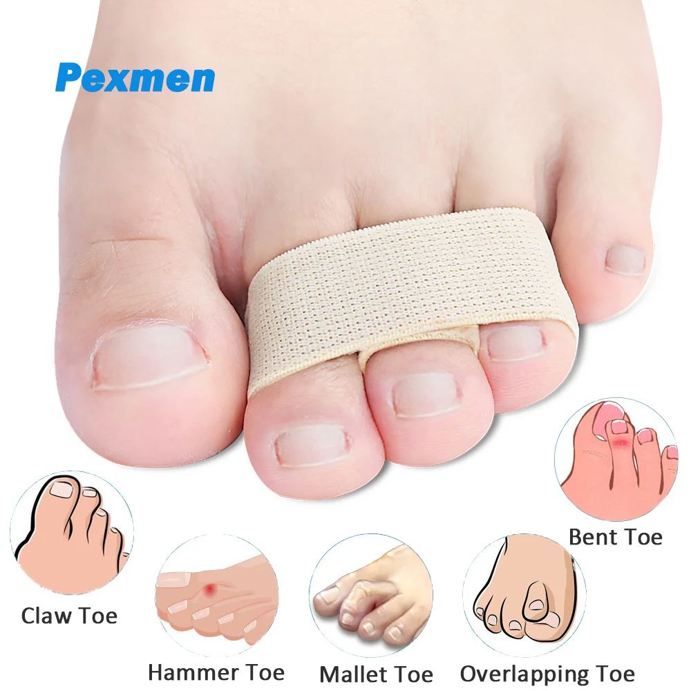 Pexmen 1/2/3/5/10Pcs Hammer Toe Straightener Toes Wraps Splint for Correcting Crooked Toe & Overlapping Toes Protector Separator