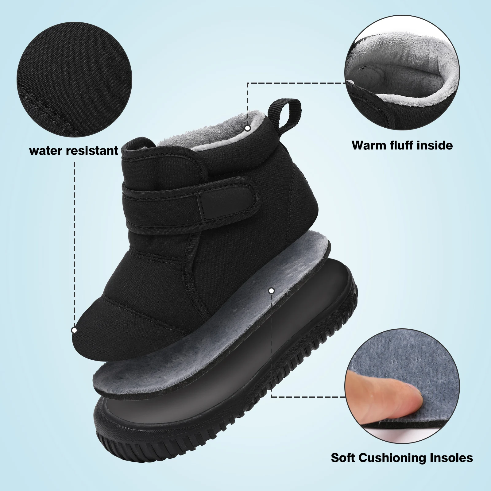 New 2024 Kids Snow Boots Girls Ankle Winter Boots Warm Plush Boys Fur Shoes Children Platform Boots Size 20-28