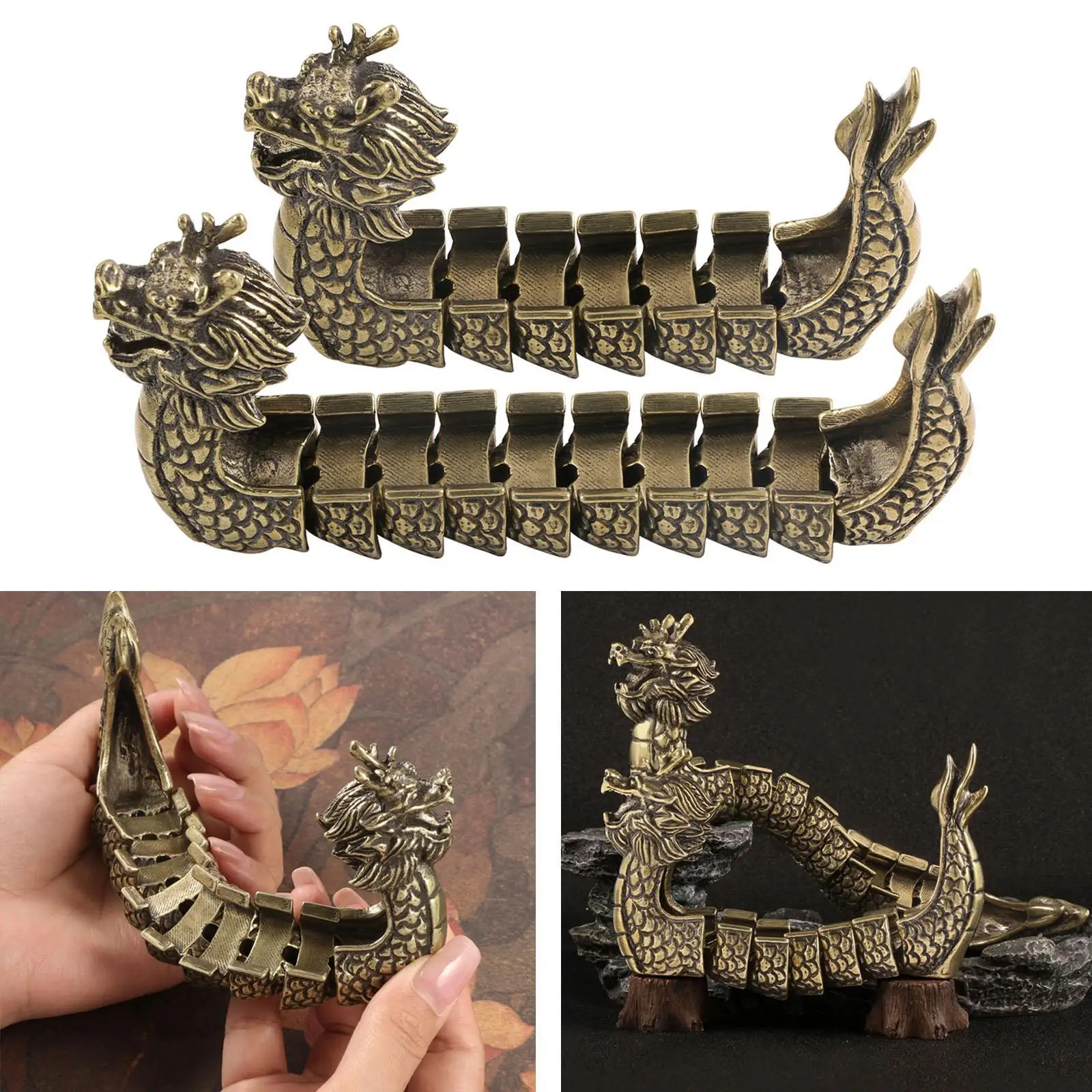 Adorno de barco dragón de latón, decoraciones de ambiente festivo, regalos de cumpleaños hechos a mano para dormitorio, armario de estante de Hotel