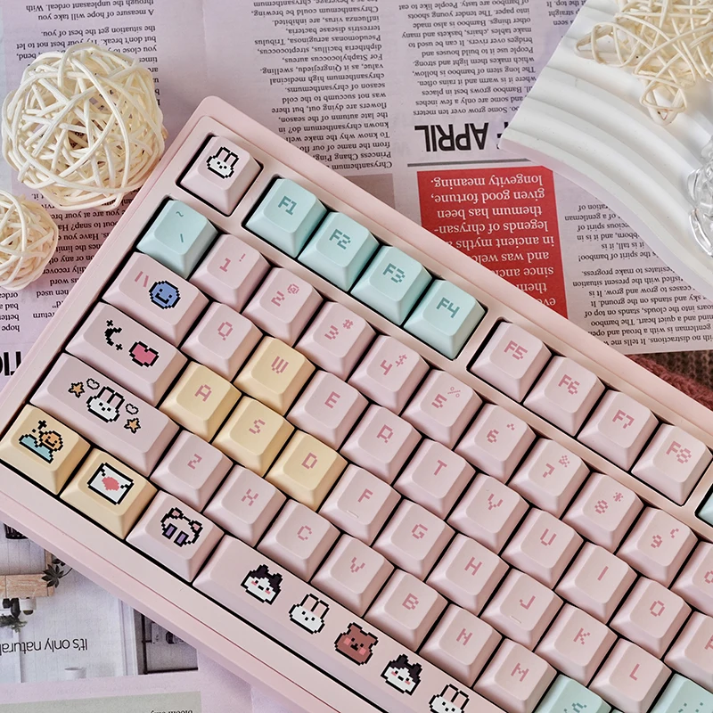 

Cute Kawaii Pixel Little Treasure Keycaps, Cheery Height, PBT Material, Custom Mechanical Keyboard Keycaps