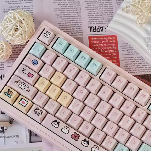 Cute Kawaii Pixel Little Treasure Keycaps, Cheery Height, PBT Material, Custom Mechanical Keyboard Keycaps