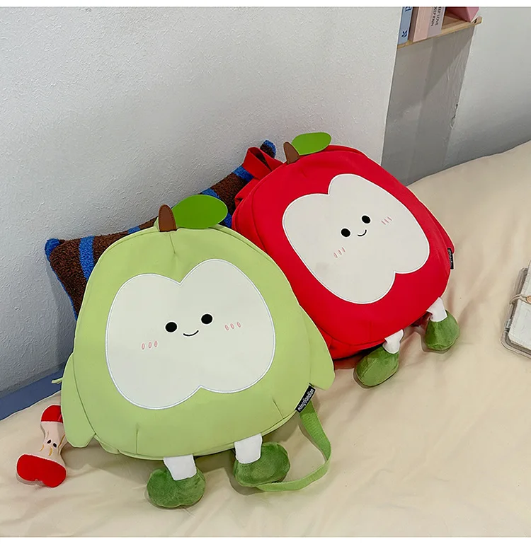

2025 Cute Apple Backpack Women Kawaii Cartoon Large Capacity Student Bag Adorable Travel Rucksack Mini Daypack