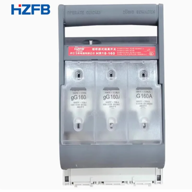 A set HR18-160A HR18-63A three pole phase copper thick piece knife switch NH fuse switch Fuse type isolation switch Including