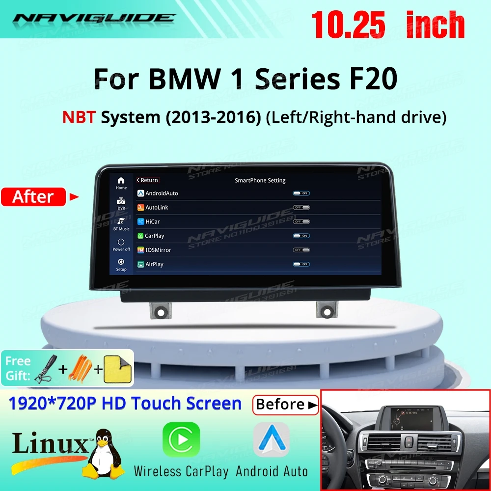 Мультимедийный плеер для BMW 1 серии F20 NBT System 13-16 CarPlay 10,25 дюйма Linux System Auto