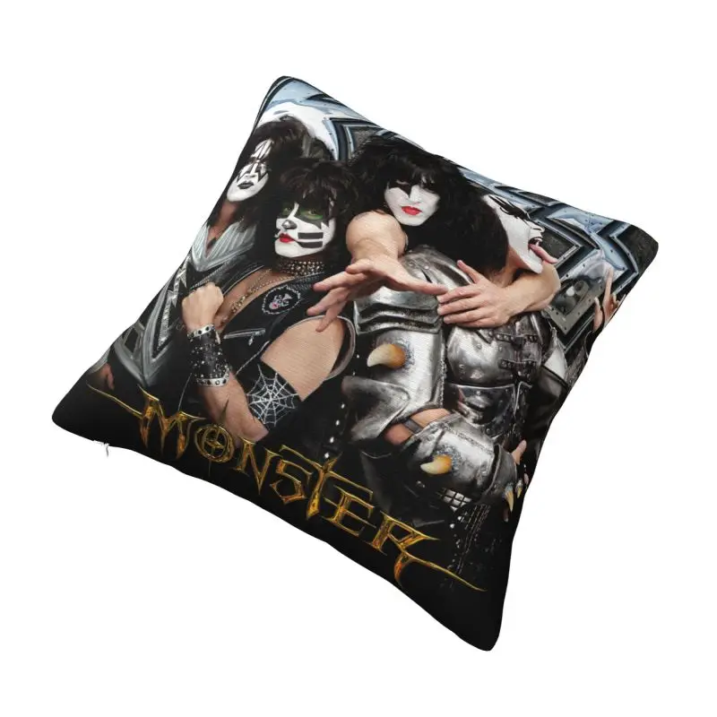 Custom Luxury Kiss Rock Roll Cushion Covers 45x45cm Soft Gorgeous Metal Heavy Band Throw Pillow Case for Car Square Pillowcase