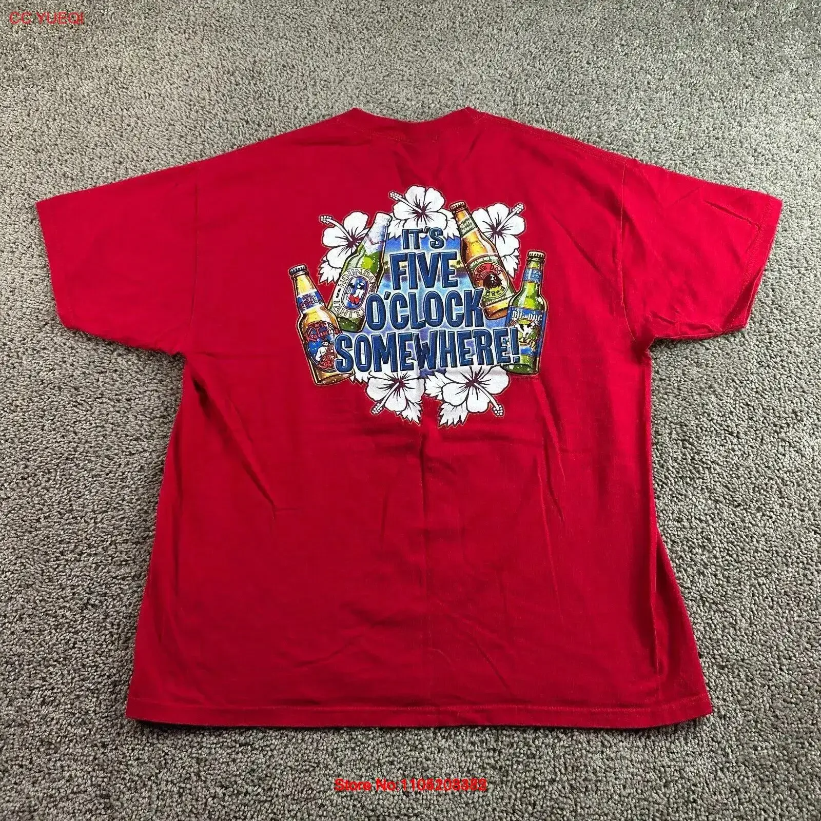 

VINTAGE Big Dogs T Shirt Mens XL Its Five O'Clock Somewhere Beer 90s vintage Washed Breathable streetwear graphic Soft