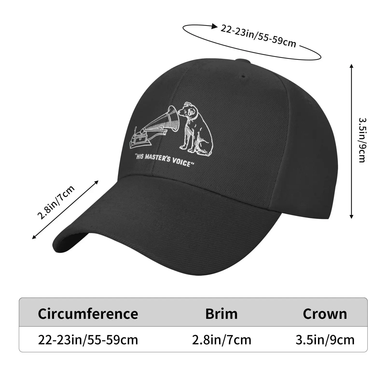 2022 Sommer Neuankömmling drucken seine Master Voice Cap RCA Victor Hund Vinyl LP Männer Baseball Cap niedlichen Hut für Unisex