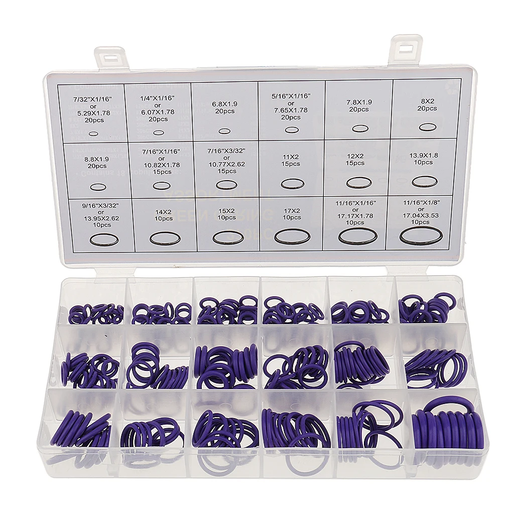 270 x Car Air Conditioning A/C System HNBR O-Ring Assortment Kit Purple