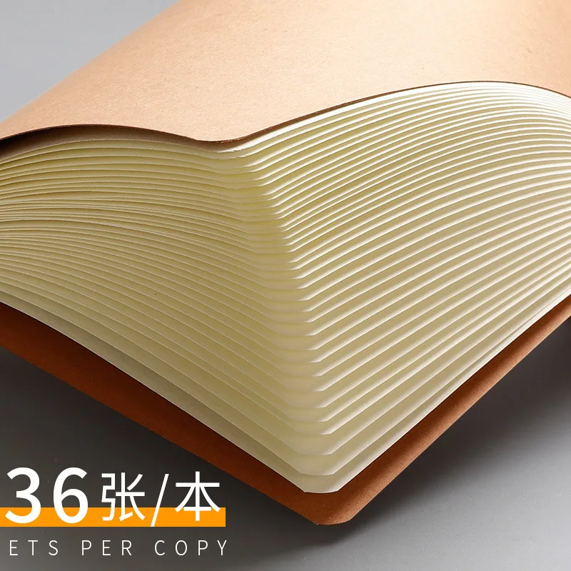 A5 Kraft Cover Notebook Retro Diary Horizontal Grid Simplified Homework Student Writing Car Line Exercise School Office Suppliel
