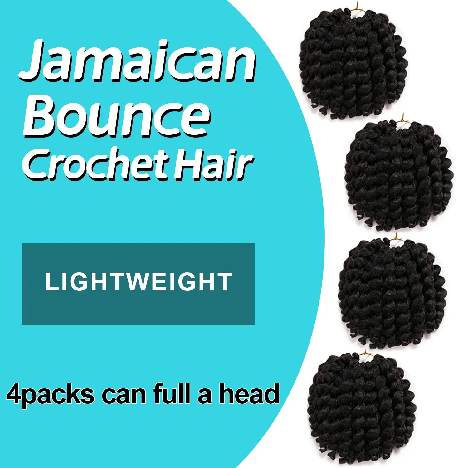 Wand Curl Crochet Hair 8inch Jamaican Bounce Crochet Hair for Black Women Natural Black  Crochet Hair Short Curly Crochet Hair