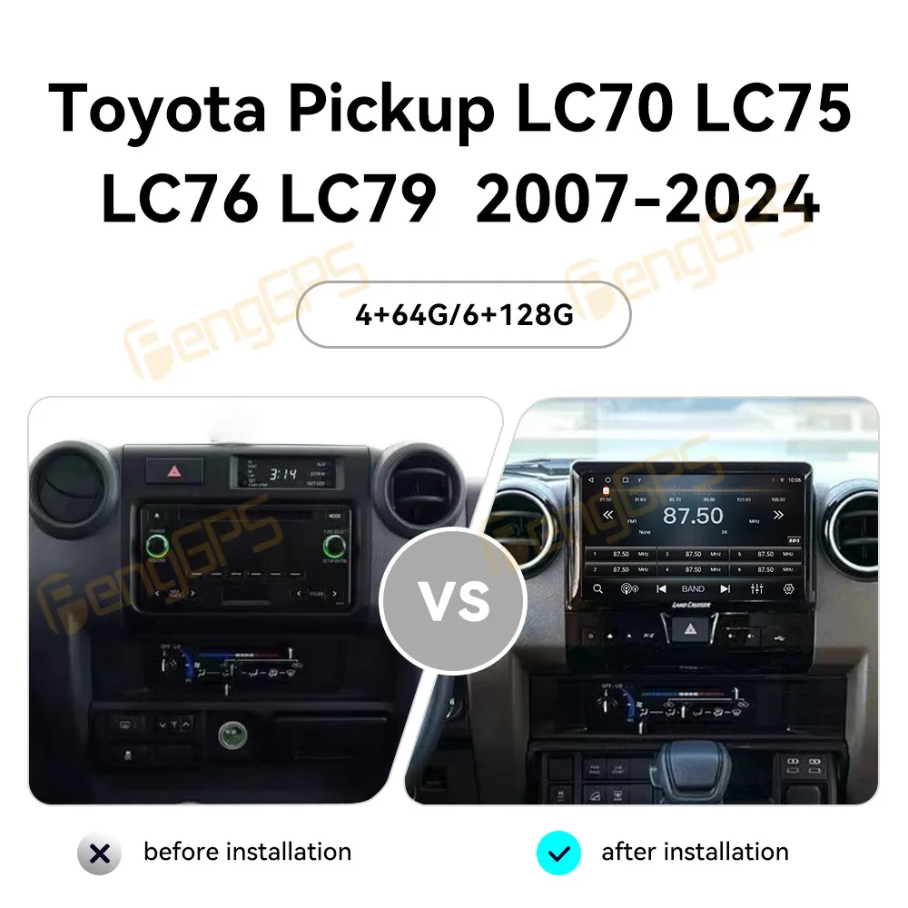 11.8'' Android 13 for Toyota Pickup LC70 LC75 LC76 LC79 07-24 Car Screen Navigation Apple Carplay Car Radio Music DSP GPS BT2024