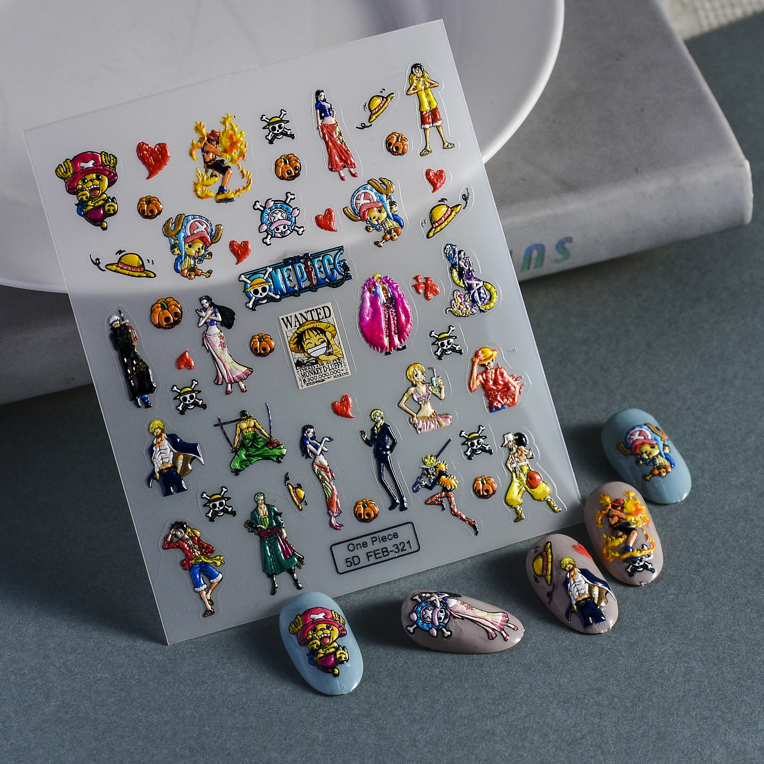 Nail Art Zoro One Piece - 1PCS 5D 휴대용 원피스 네일 스티커