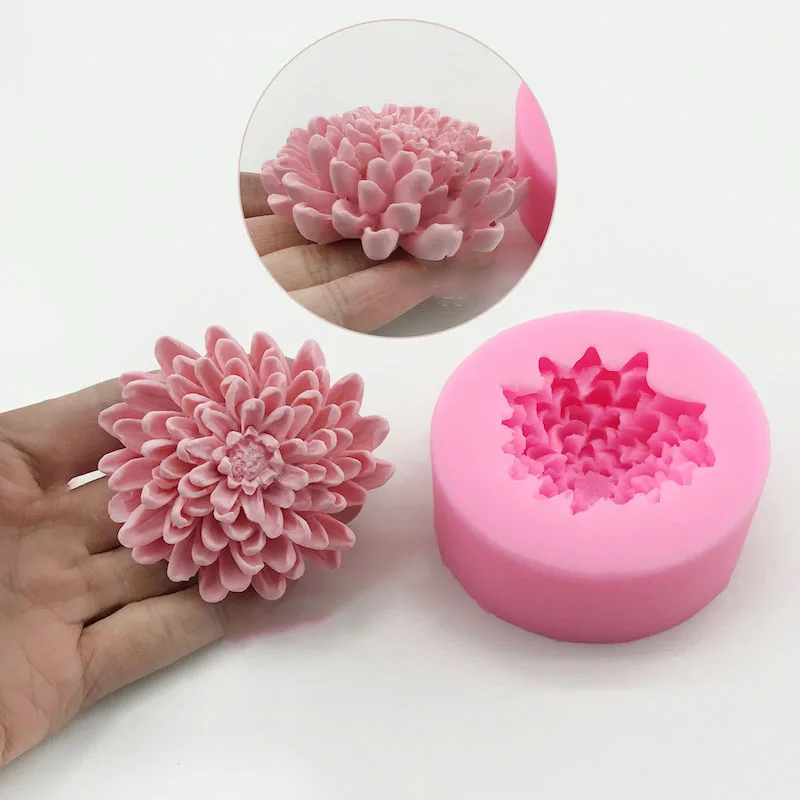 3D Chrysanthemum Silicone Mold DIY Kit for Handmade Soap, Candle Making, Reusable Gypsum Stone Diffuser Molds for Home Décor