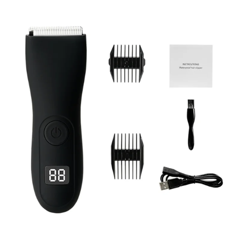 Electric Groin Hair Trimmer Body Groomer Shaver for Men Waterproof Wet/Dry Clippers Male Face Beard