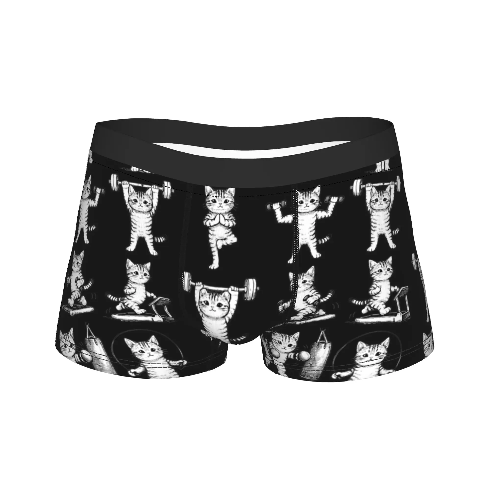 

Vintage Weight Lifting Gym Cat Deadlift Funny Boxer Brief Underwear Trenky Man Elastic Boxershorts Custom Oversize Underpants