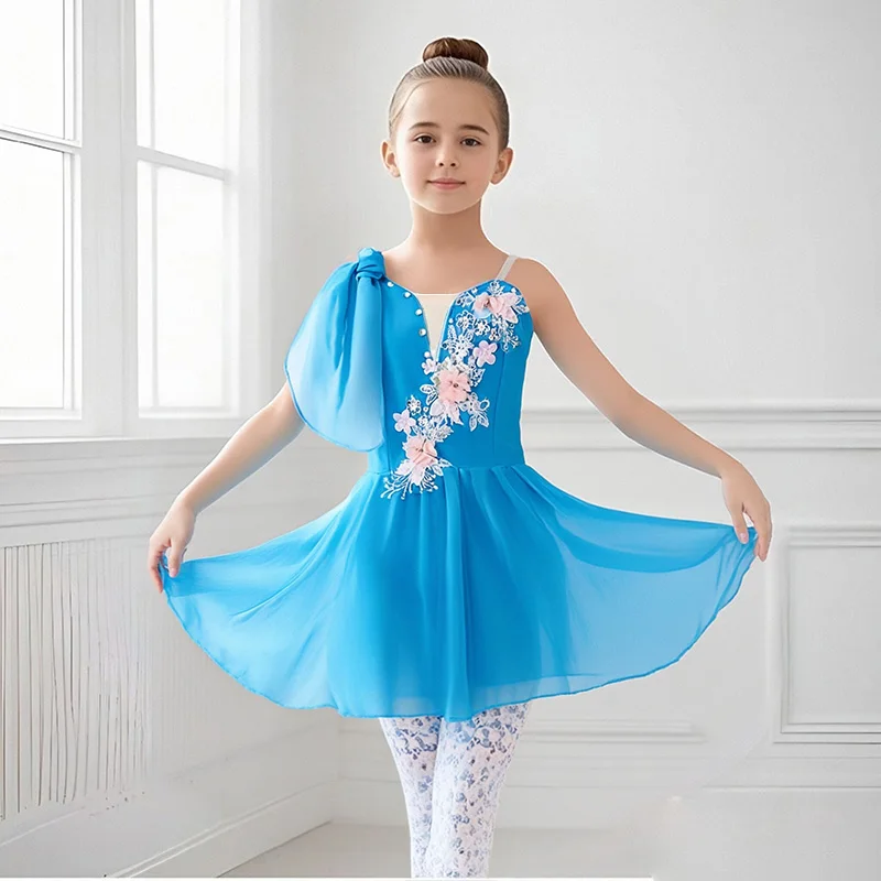 

Детское балетное платье, шифоновое классическое балетное платье с трико для девочек, детское современное танцевальное китайское платье на бретельках