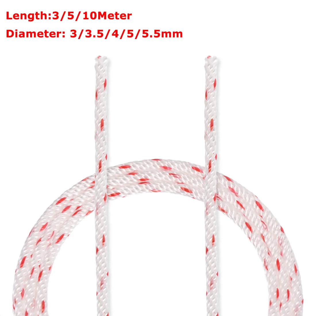 3/5/10M 3-5.5mm Polyester Fibre Recoil Pull Starter Cord Rope Starter Ropes Fits For Lawn Mower Chainsaw Trimmer Garden Tool