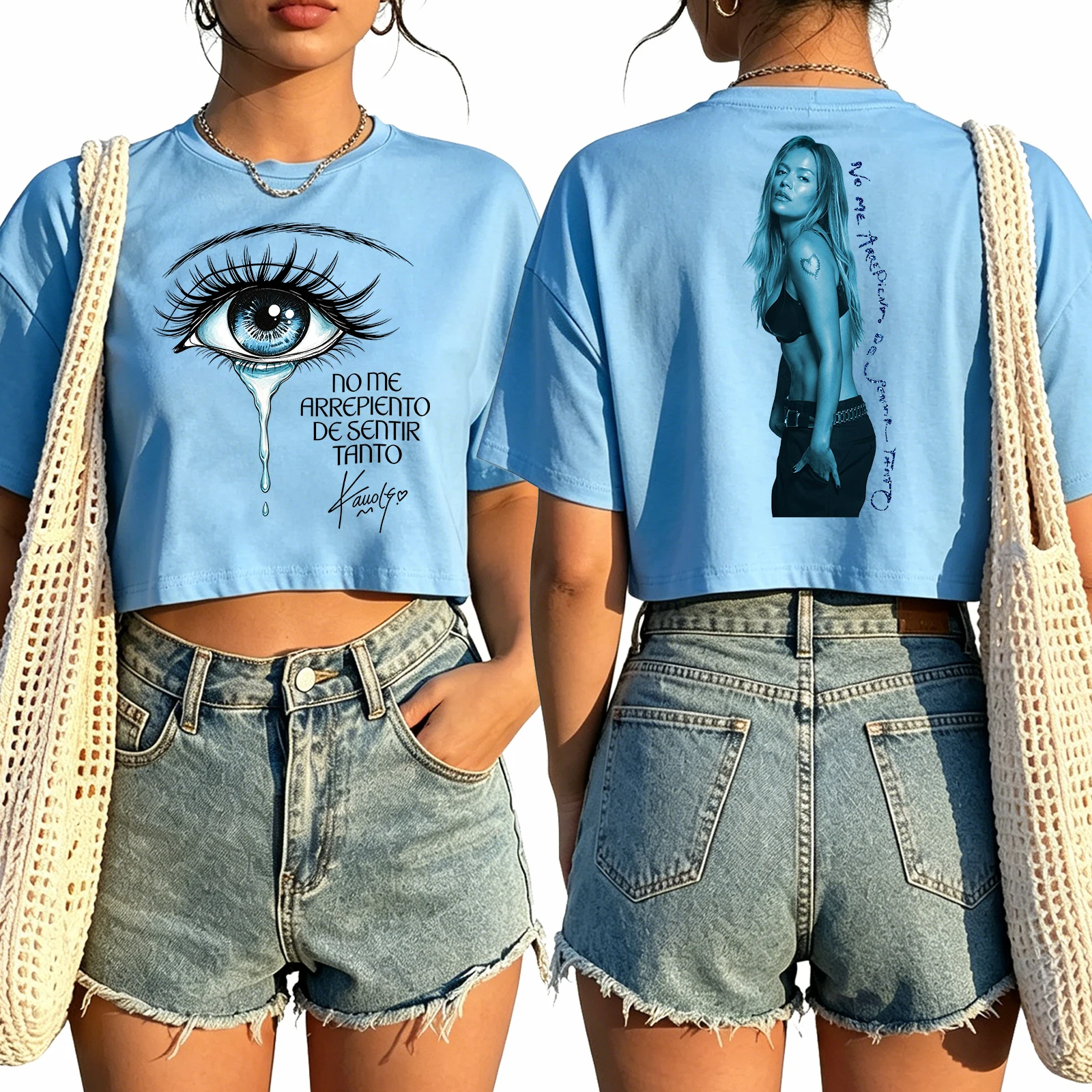 Karol G No Me Arrepiento De Sentir Tanto Album Crop Top Women Short Sleeve T-Shirt for Music Lover Gift