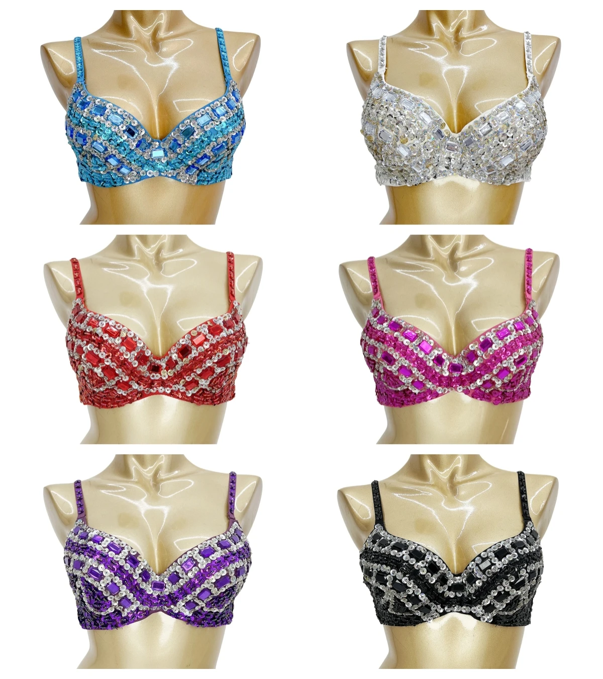 Wholesale New Belly Dancing Bra For Women Beading Sequins Bra For Rave Dance Sexy Night Party Bellydance Top BRA Outfit Wear