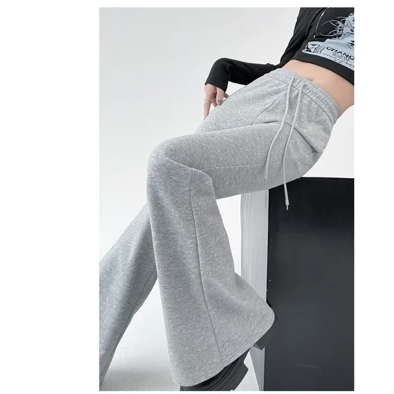 2024 New Flaread Pants Female Sports High Waist Leggings Solid Slim Spring Autumn Casual Pants Fasion Gray Versatile Leggings