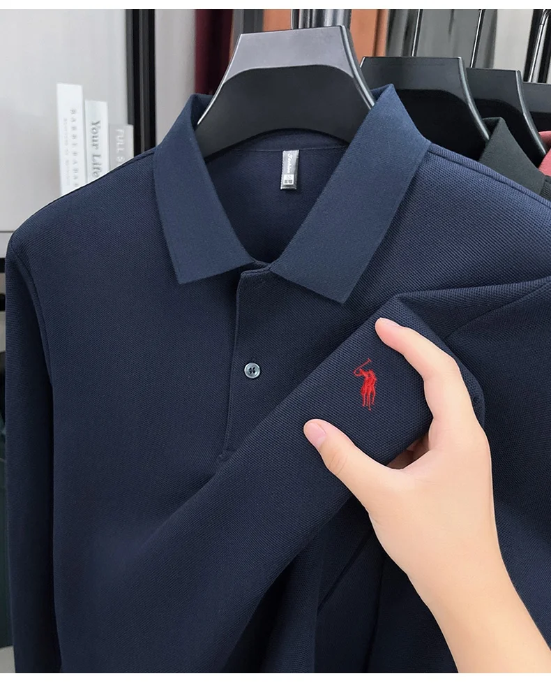 

100% чистый хлопок, элитная мужская брендовая удобная рубашка поло с длинными рукавами на весну и осень, хит продаж, изысканная рубашка поло с вышивкой Paul