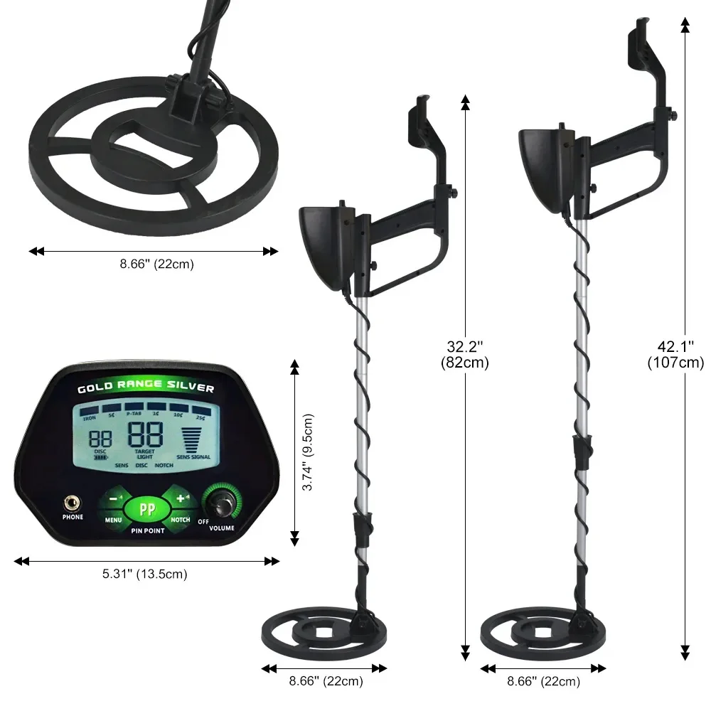 Metal Detector impermeabile IP68 per adulti con bobina di ricerca ad alta precisione da 10 '', modalità interamente in metallo e disco e tacca e puntale