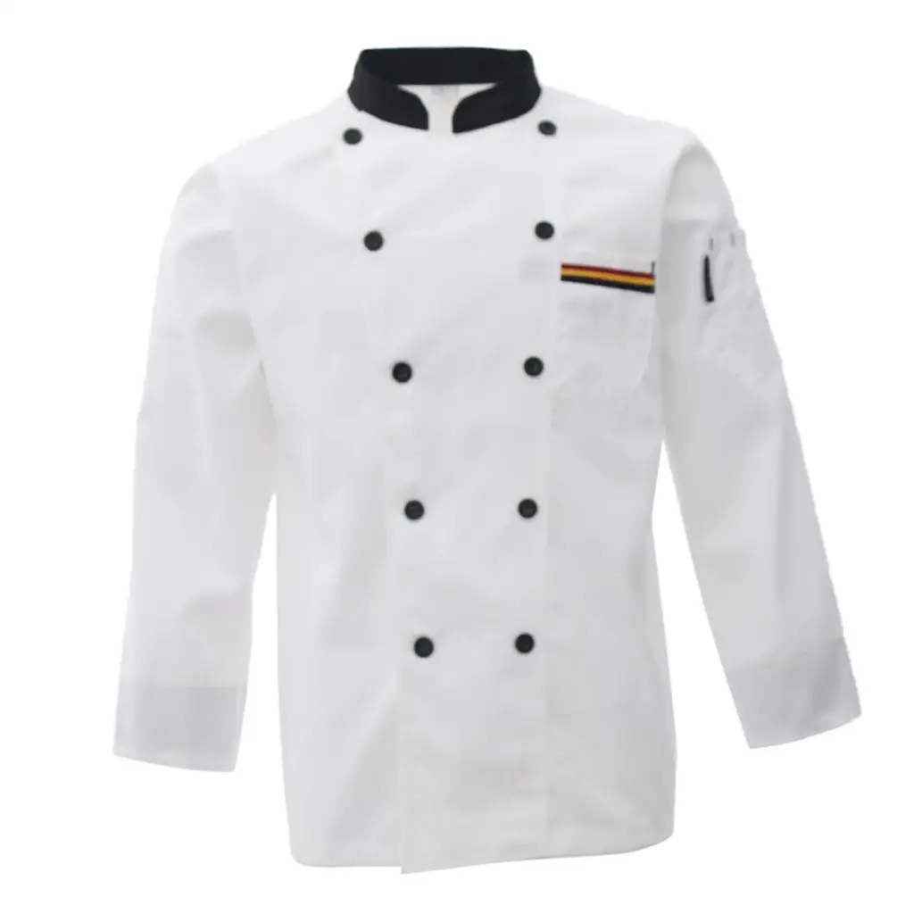 Unisex Long Sleeve Chef Coat with Long Sleeves for Men Women White Color