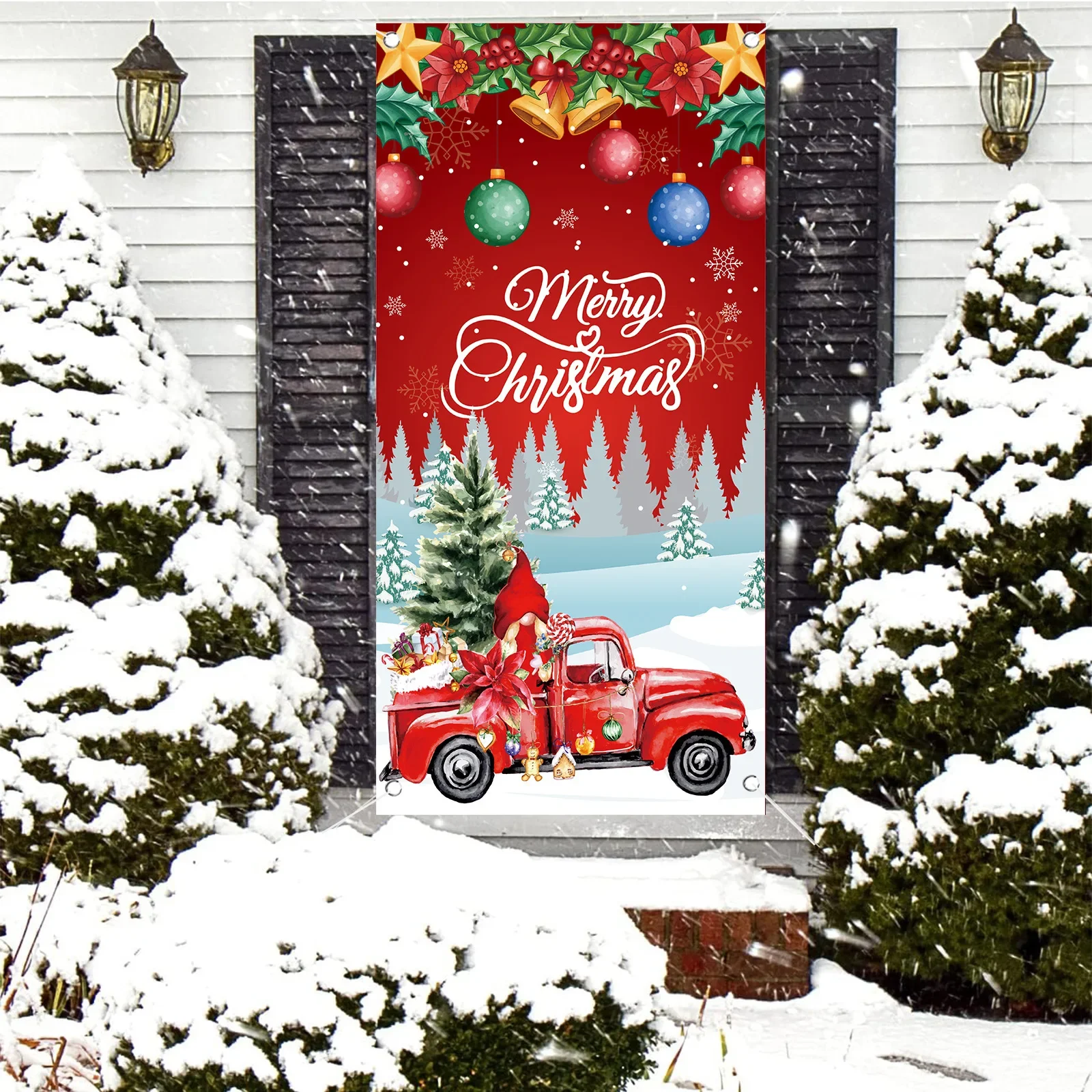 

Christmas Door Cover Banners Holiday New Year Party Decoration Indoor Outdoor Yard Gardon Flag Happy Christmas Banner Home Decor