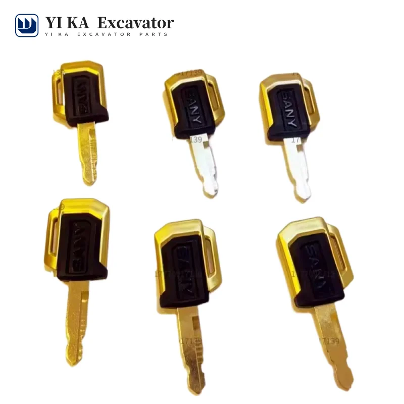 For Sany excavator key, excavator new original factory tycoon gold key, excavator start door key