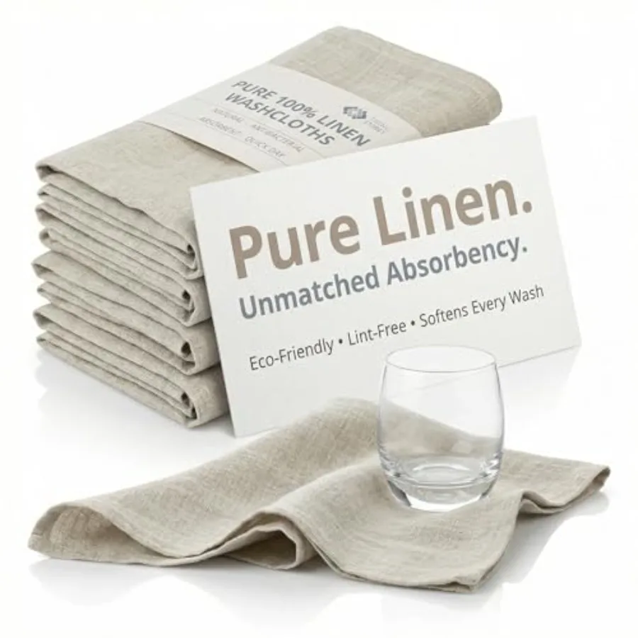 

Pure Linen Flax Washcloths 4-Pack Natural Dish Towels Set Linen Tea Towel Cloth Napkins Small Hand Towels for Kitchen Durable L