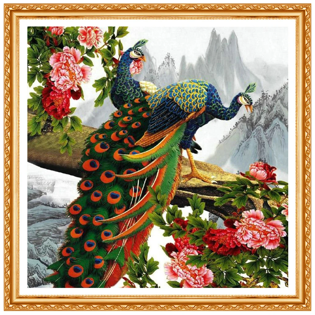 Full Diamond Embroidery Rhinestone Diy Diamond Painting Cross Stitch Animal peacock 5D Diamond  Room Decor ZB303