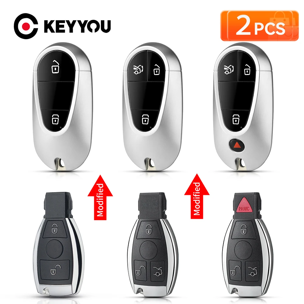 

KEYYOU 2 шт. для Mercedes Class, обновленный модифицированный пульт дистанционного управления, чехол для умного ключа автомобиля для BMW Mercedes Benz S BGA 2000+ года